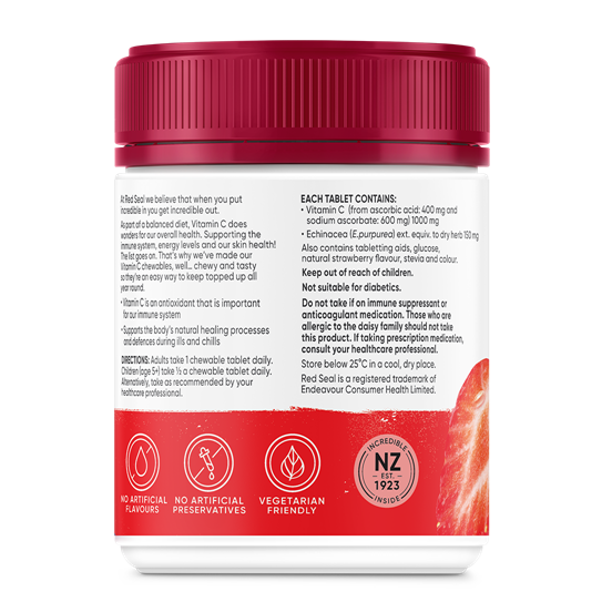 Red Seal Back Of Pack With Shadow Vitamin C 1000Mg With Echinacea 120S 1104Px