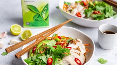 Green Tea Poached Chicken & Avocado Soba Noodle Bowls