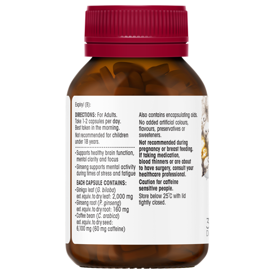 Red Seal Ginkgo Brain Alert 30S Back Bottle